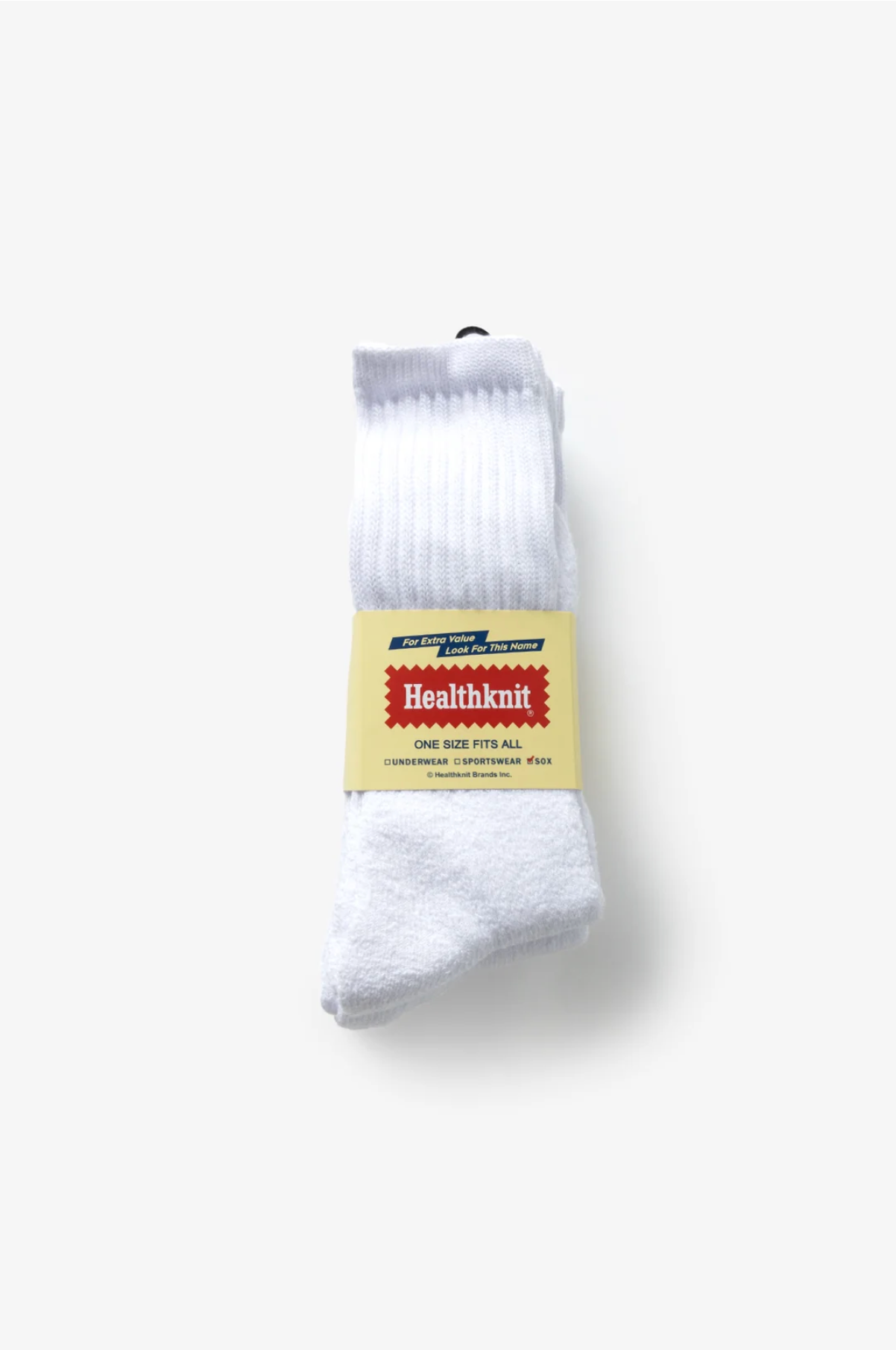 Healthknit 3 Pack Crew Socks Classic White