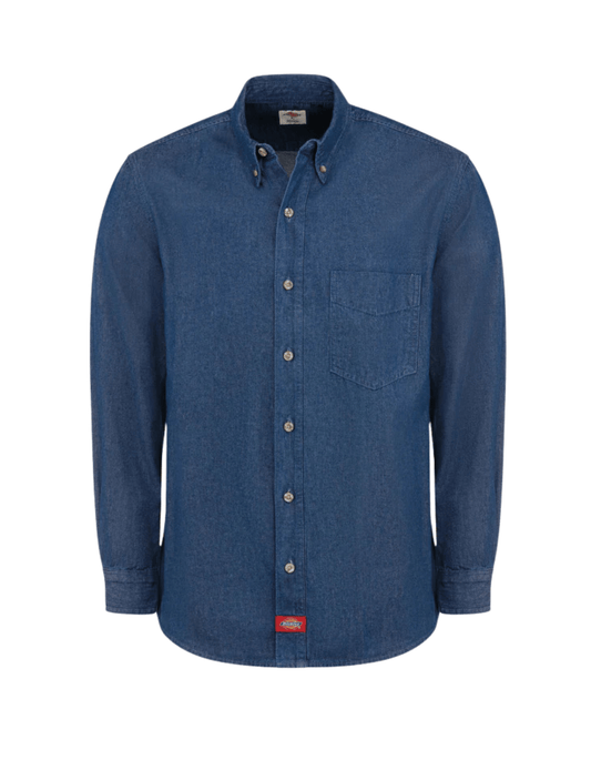 Dickies Denim Long Sleeve Work Shirt (Indigo Washed) - City of Bulls Clothing & Apparel - 