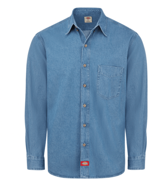 Dickies Denim Long Sleeve Work Shirt (Stone Washed) - City of Bulls Clothing & Apparel - 