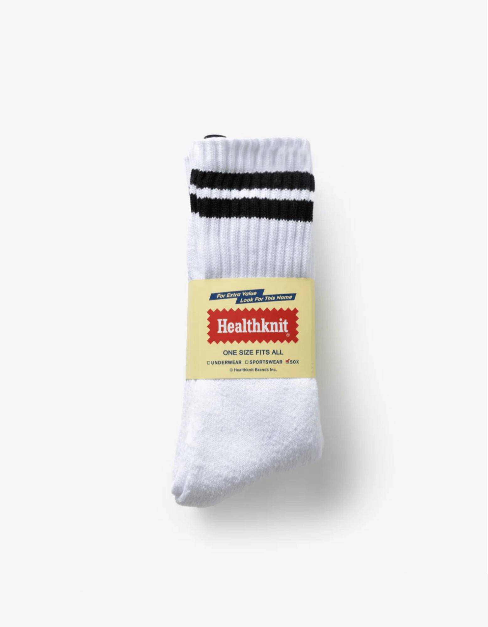 Healthknit 3 Pack Crew Socks White Classic Stripe - City of Bulls Clothing & Apparel-