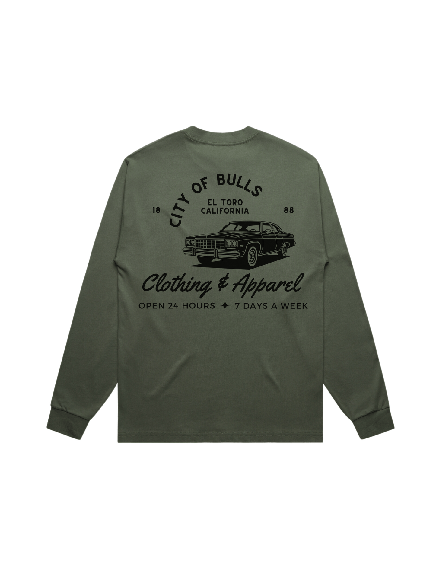 Shop Long Sleeve Tee Army - City of Bulls Clothing & Apparel-T- Shirt